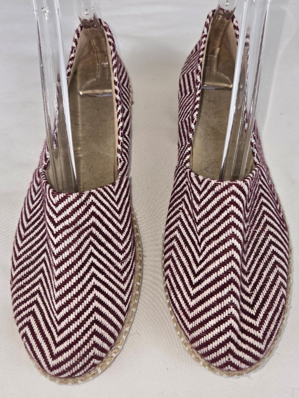 Handmade Turkish Espadrilles Red White Herringbone Pattern Slip On Style NWOT